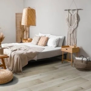 Minimalist bedroom with neutral tones and modern decor